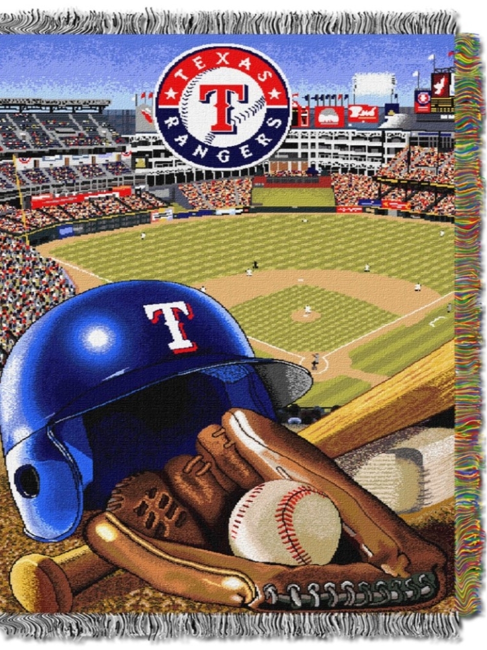 MLB Texas Rangers Blue & Green Stadium Throw Blanket